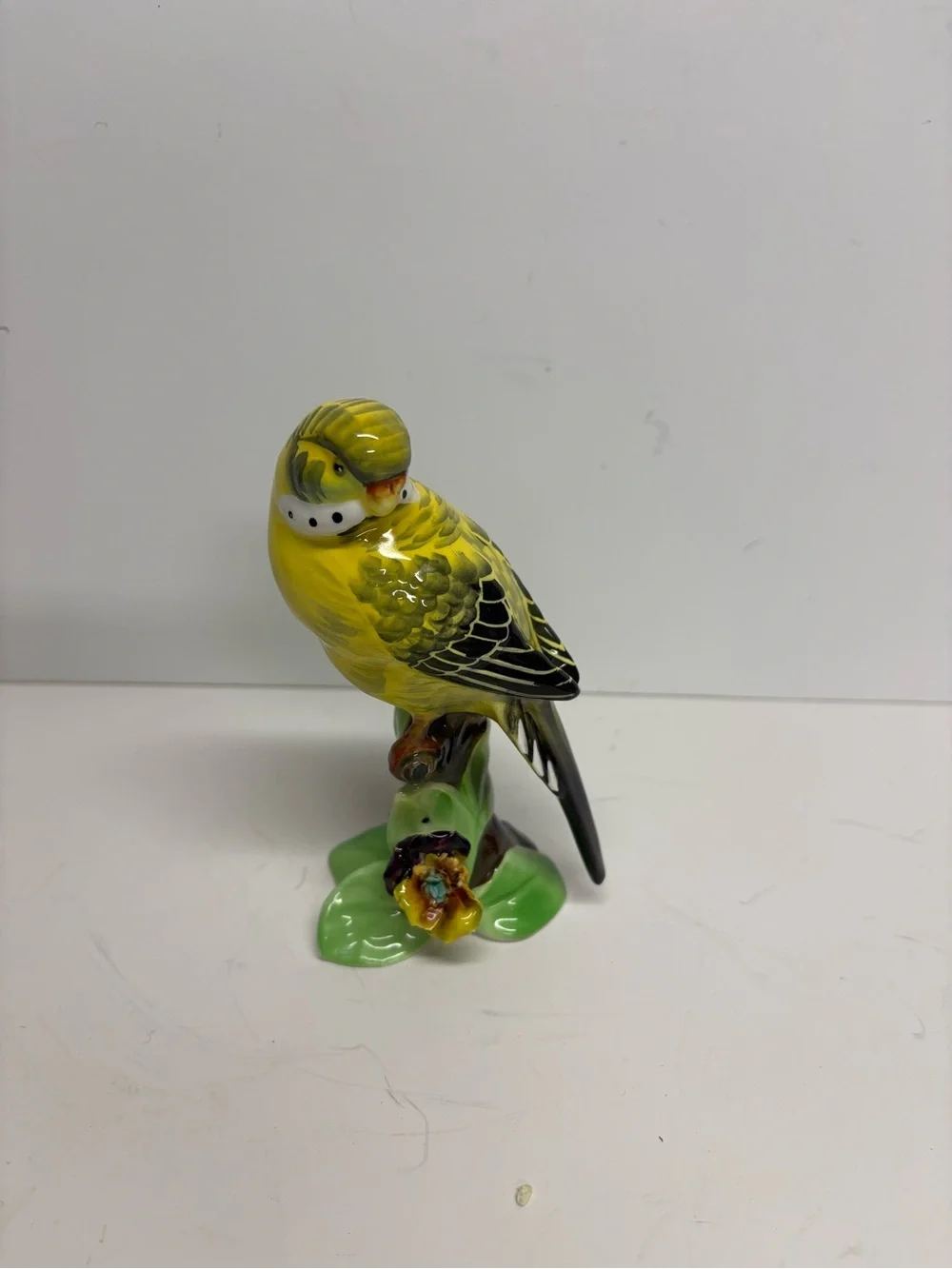 Vintage Napcoware Porcelain Figurine Parakeet Decorative Bird Statue
